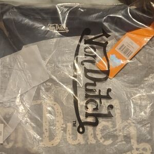Von Dutch Gray Graphic Logo T-Shirt with Black Print